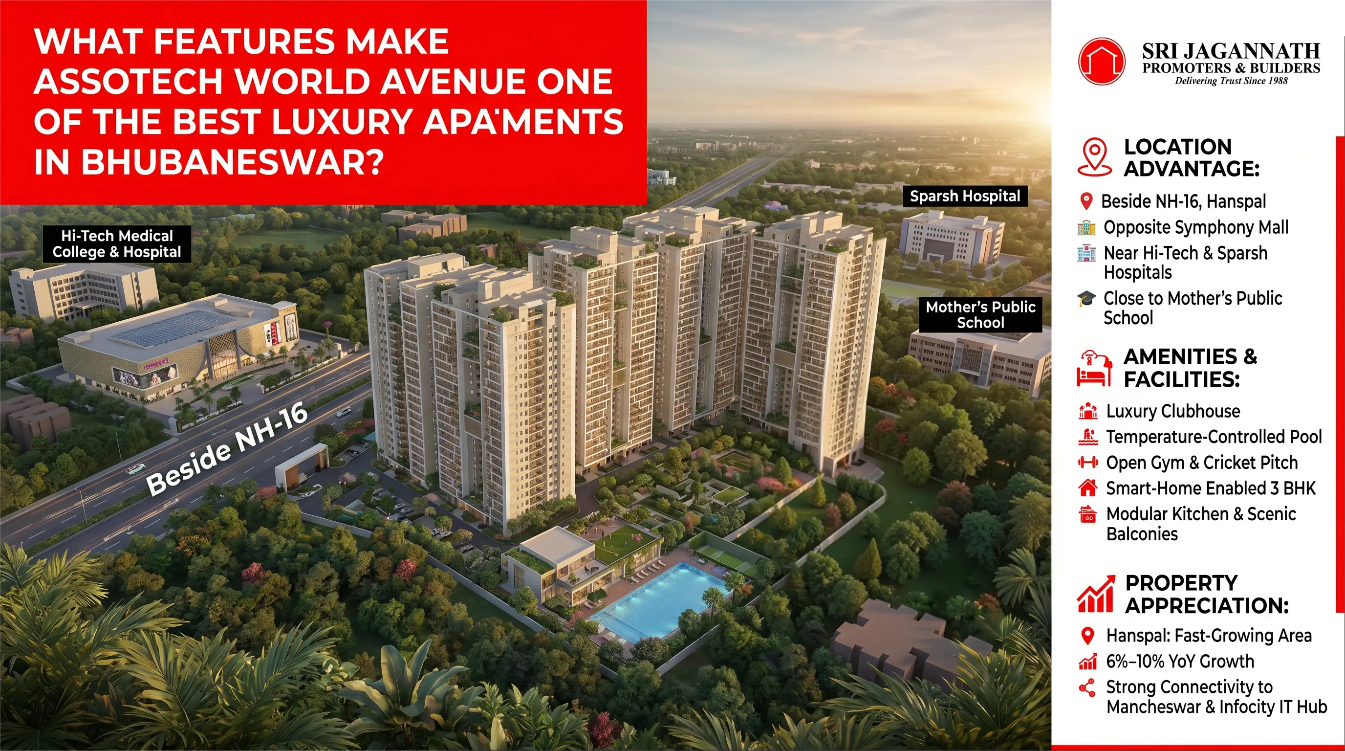 What features make Assotech World Avenue one of the best luxury apartments in Bhubaneswar?