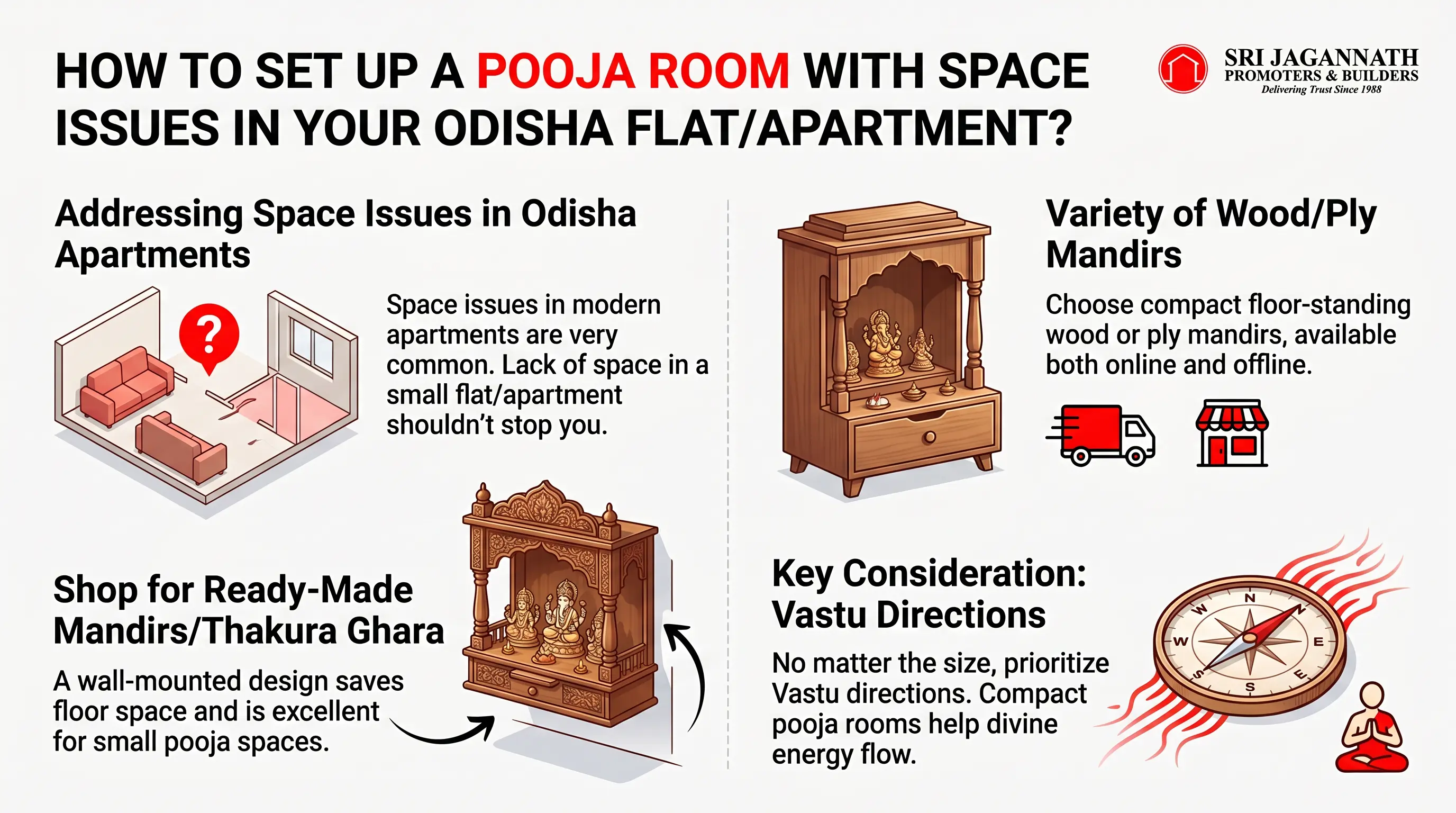 How Should You Set Up A Pooja Room If You Are Facing Space Issues In Your Odisha Flat/Apartment?