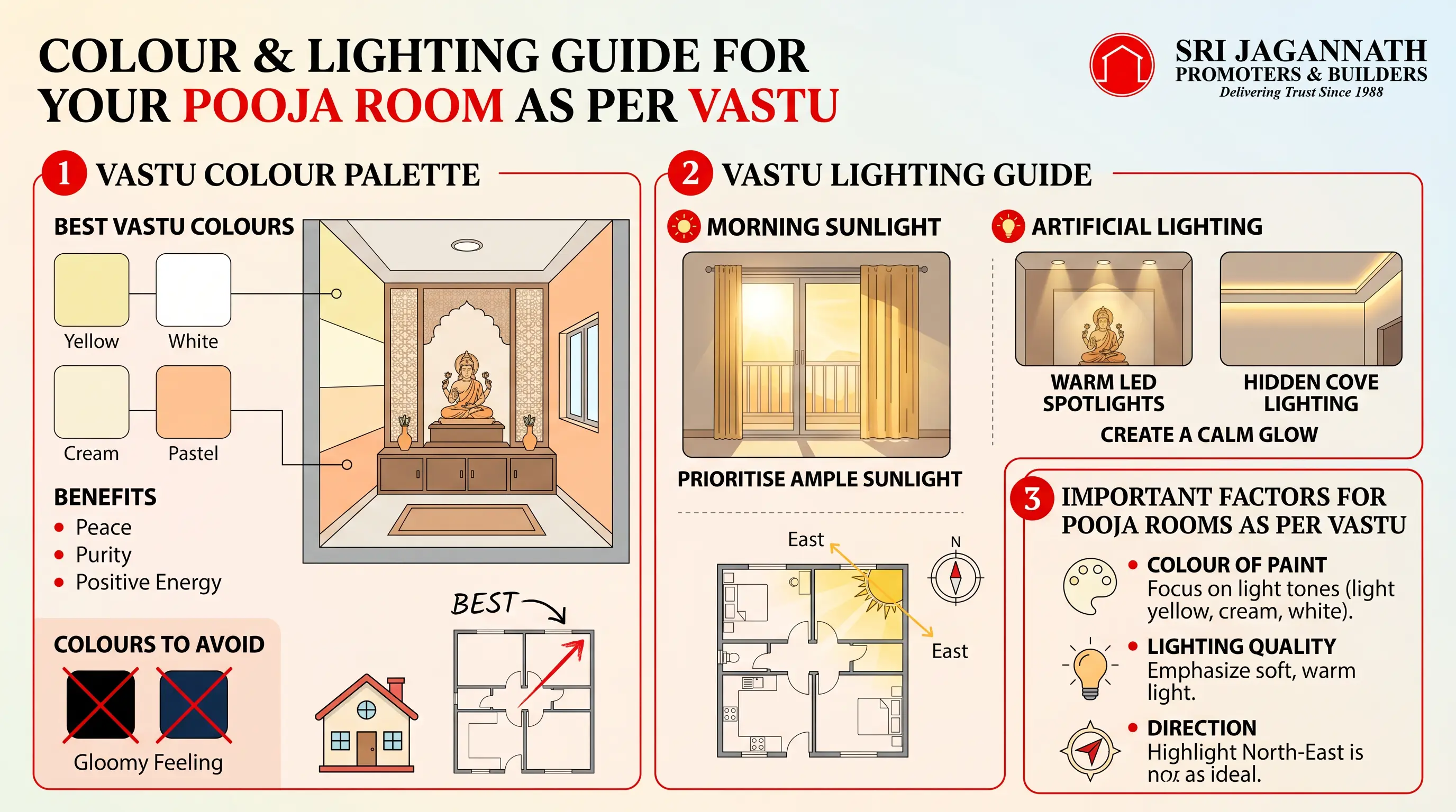 Colour And Lighting Guide For Your Flat/Apartment Pooja Room As Per Vastu
