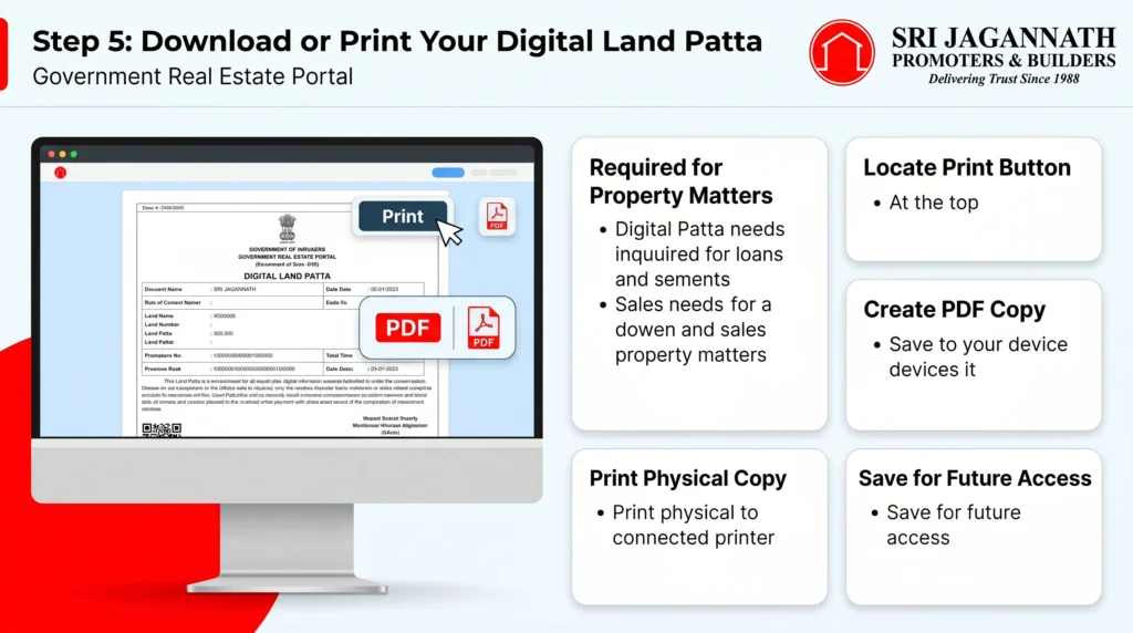 Step 5: Download or Print Your Digital Land Patta Copies