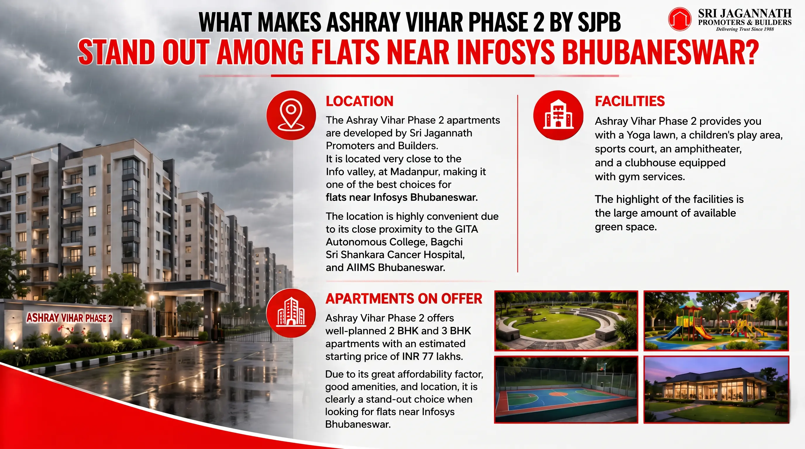 What makes Ashray Vihar Phase 2 by SJPB stand out among flats near Infosys Bhubaneswar?