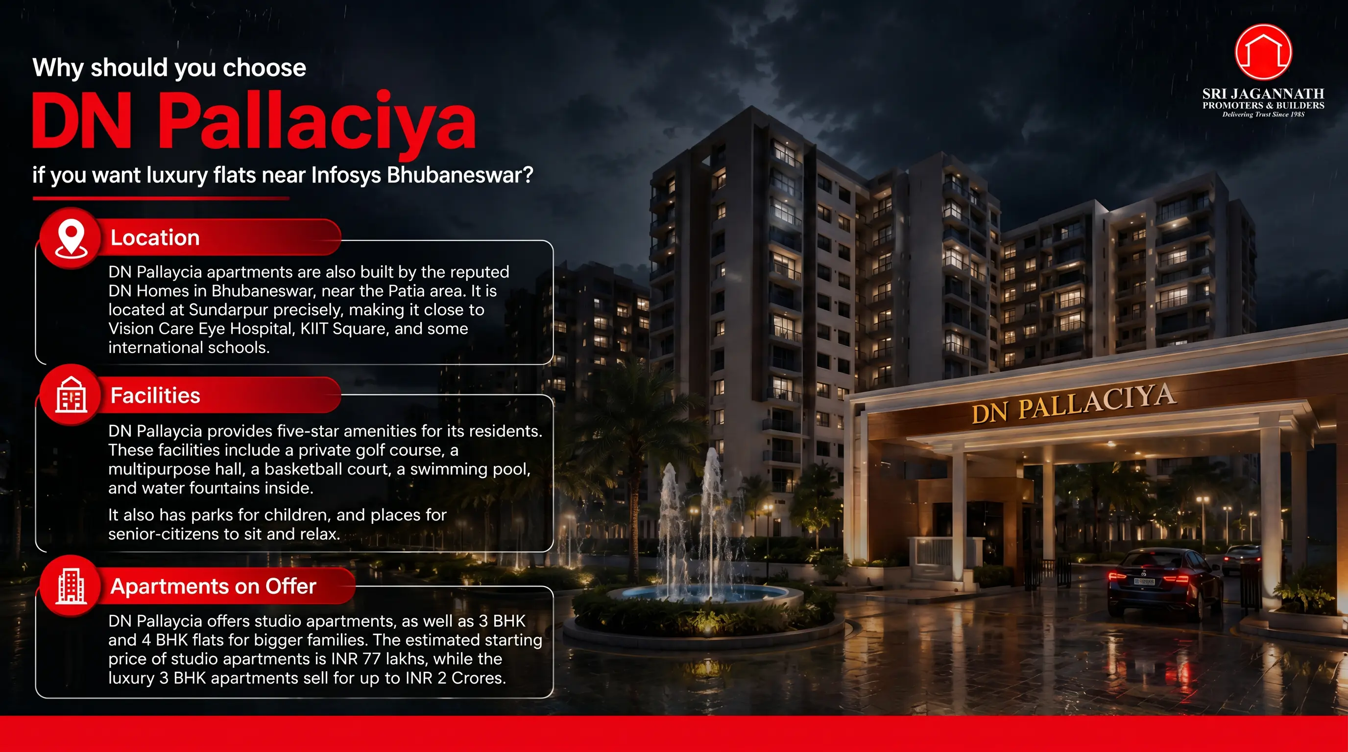 Why should you choose DN Pallaciya if you want luxury flats near Infosys Bhubaneswar?