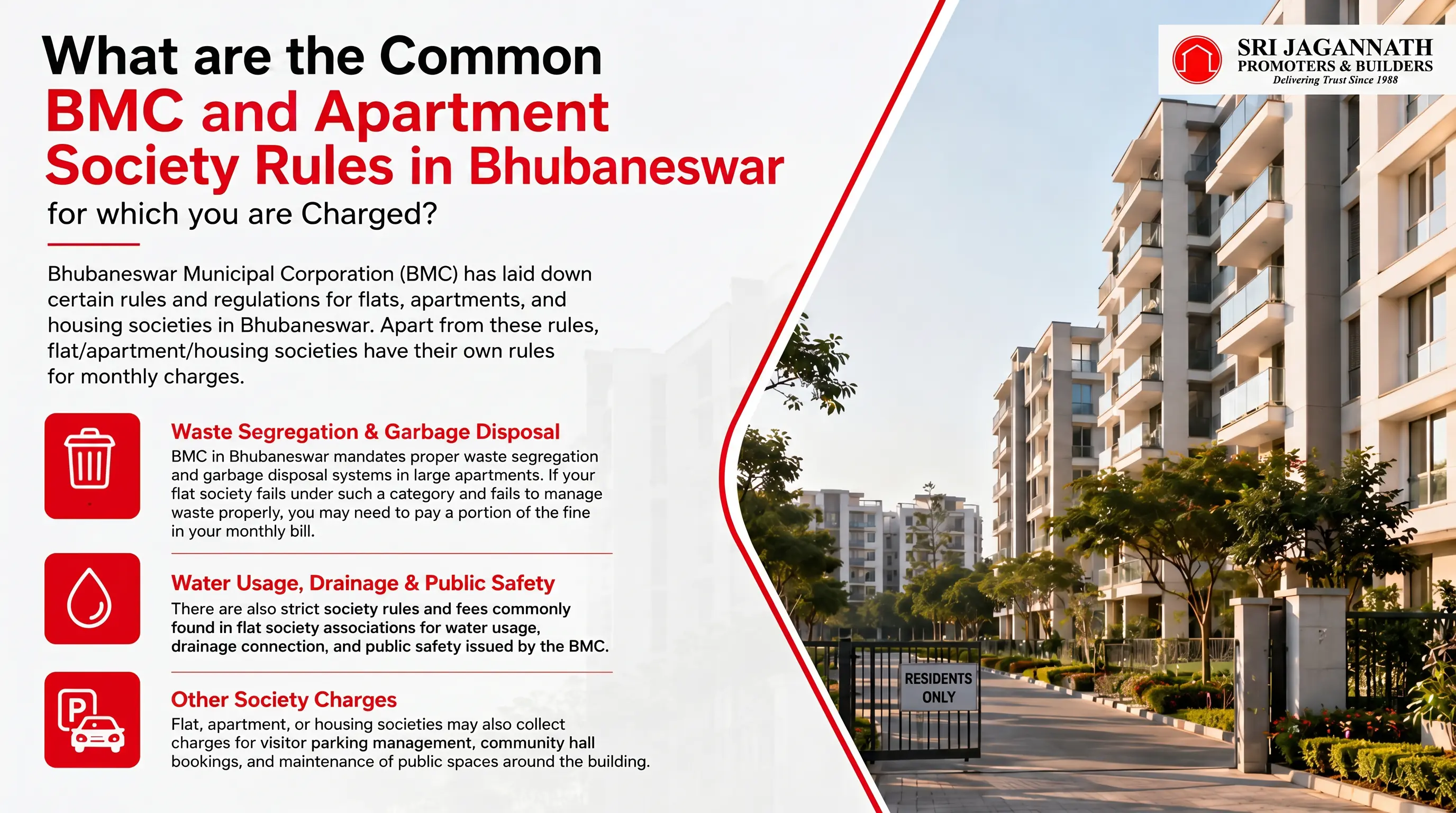 What are the common BMC and apartment society rules in Bhubaneswar for which you are charged?