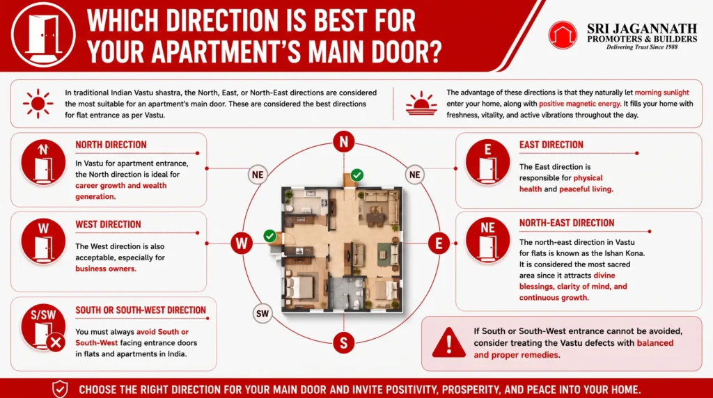 Which direction is best for your apartment's main door?