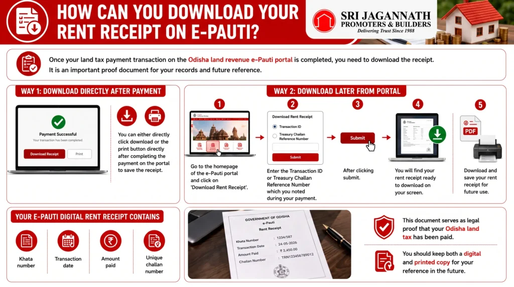 How can you download your rent receipt on e-Pauti?