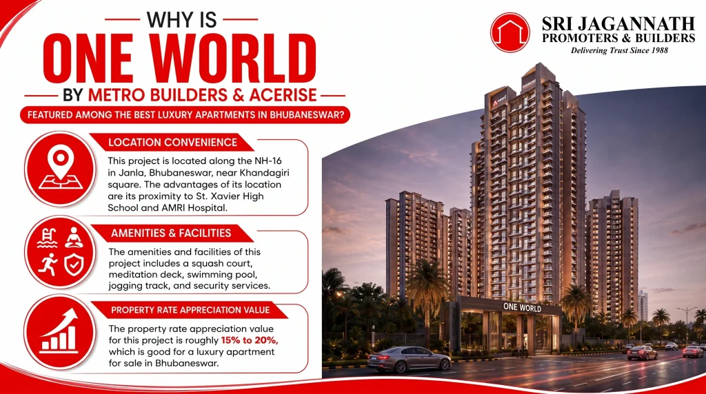Why is One World by Metro Builders & AcreRise featured among the best luxury apartments in Bhubaneswar?